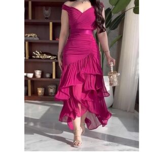 Chic Fuchsia High-Low Dress